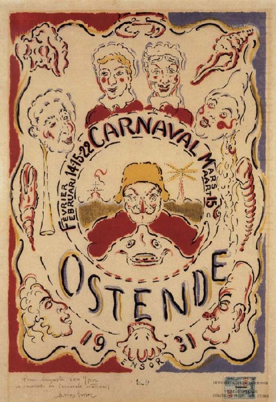 James Ensor Poster for the Carnival at Ostend